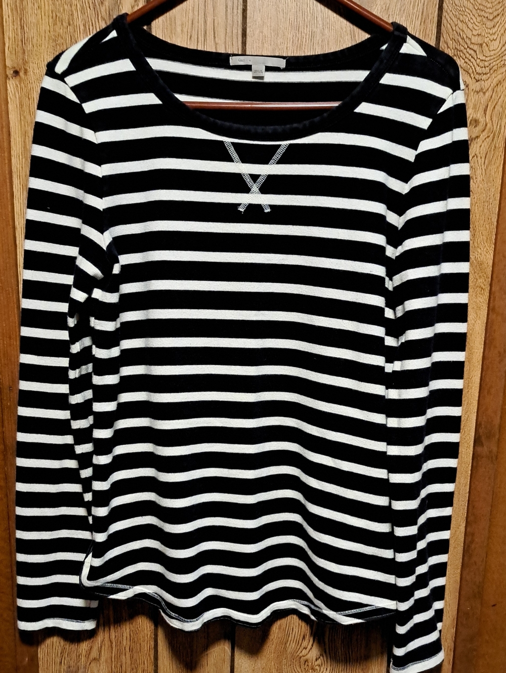 GAP Navy Blue and White Striped Long-Sleeve Top Size M